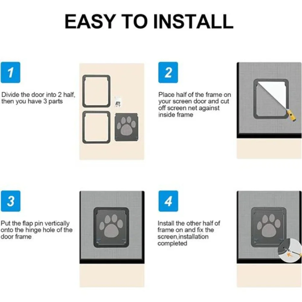 Dog Screen Door, Inside Door Flap 12x14x0.4 Inch, Lockable Pet Screen Door